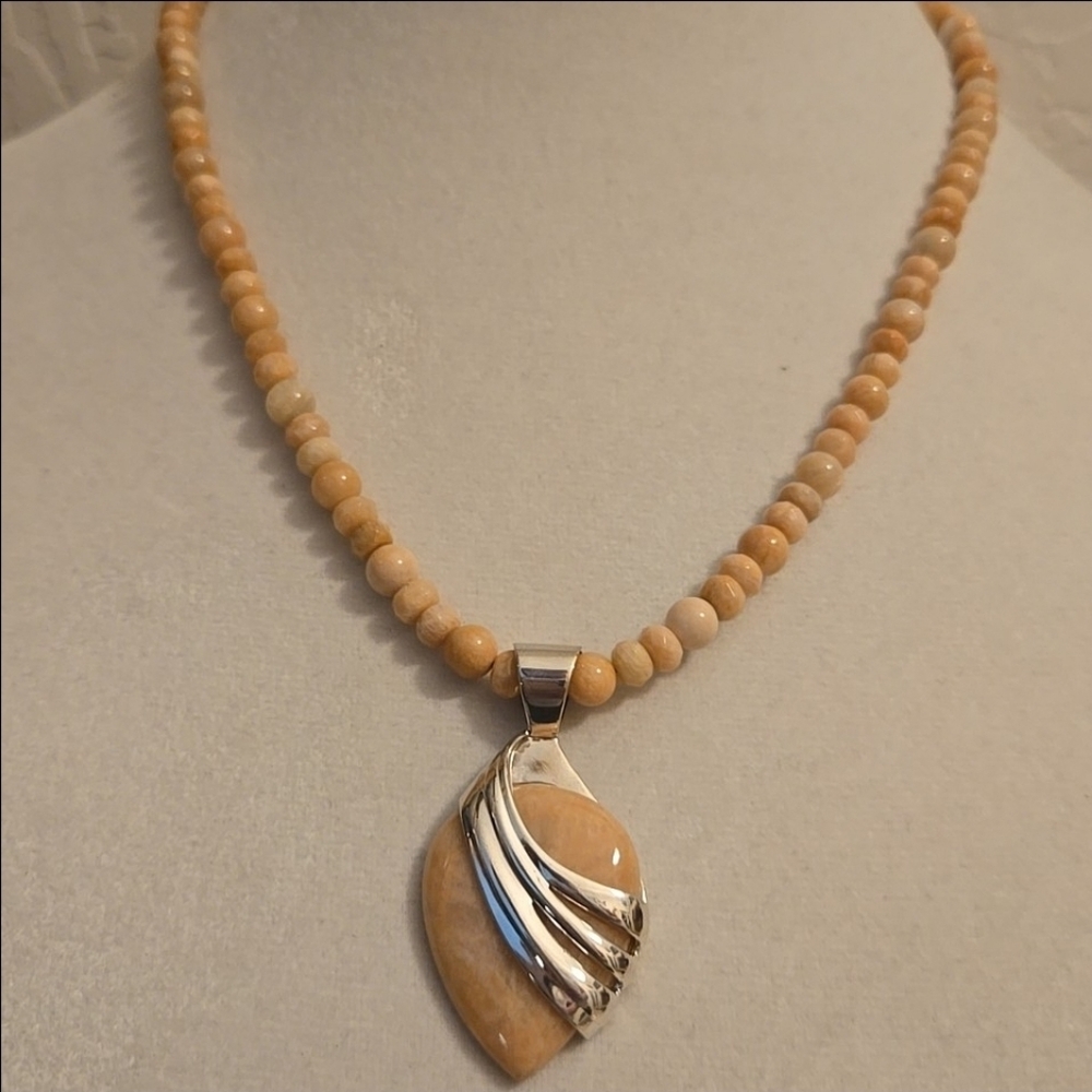 Jay King Mine Finds Peach Stone Pendant Necklace